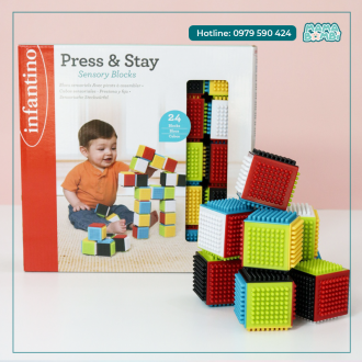 Đồ chơi set xếp hình siêu dính Infantino Press & Stay Sensory Blocks 