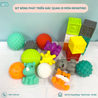 Set Đồ Chơi  Vận Động Hình Khối Động Vật Và Bóng 20 Chi Tiết  INFANTINO - Balls, Blocks & Buddies Activity Toy Set