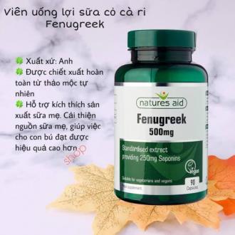 Viên uống lợi sữa Natures Aid Fenugreek 500mg hộp 90 viên