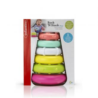 Đồ Chơi Tháp Vòng màu hồng Infantino - Rock’N Stack Rings