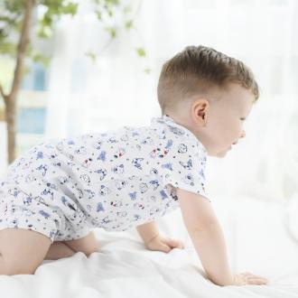 Bộ quần áo phông cộc tay cotton SU016, 12-18m, Chó trắng
