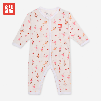 Body dài tay cài thẳng, SU-S005 0-3m Hồng angel