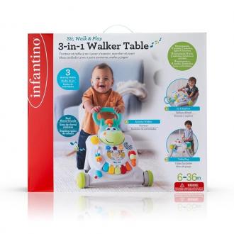 Xe tập đi 3 trong 1 Hỗ Trợ Tập Đi, Tập Đứng INFANTINO - Sit, Walk & Play 3in1 Walker Table