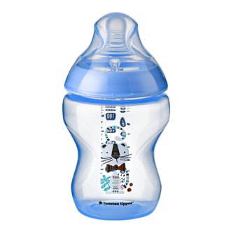 Bình sữa ty siêu mềm tự nhiên Tommee Tippee Closer to Nature 260ml, núm ty đi kèm 3-6 tháng – Xanh dương