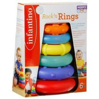 Đồ Chơi Tháp Vòng màu hồng Infantino - Rock’N Stack Rings