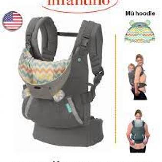 Địu em bé 4 tư thế - Địu Infantino Cuddle Up Ergonomic Hoodie 2 in 1có mũ che nắng Mỹ